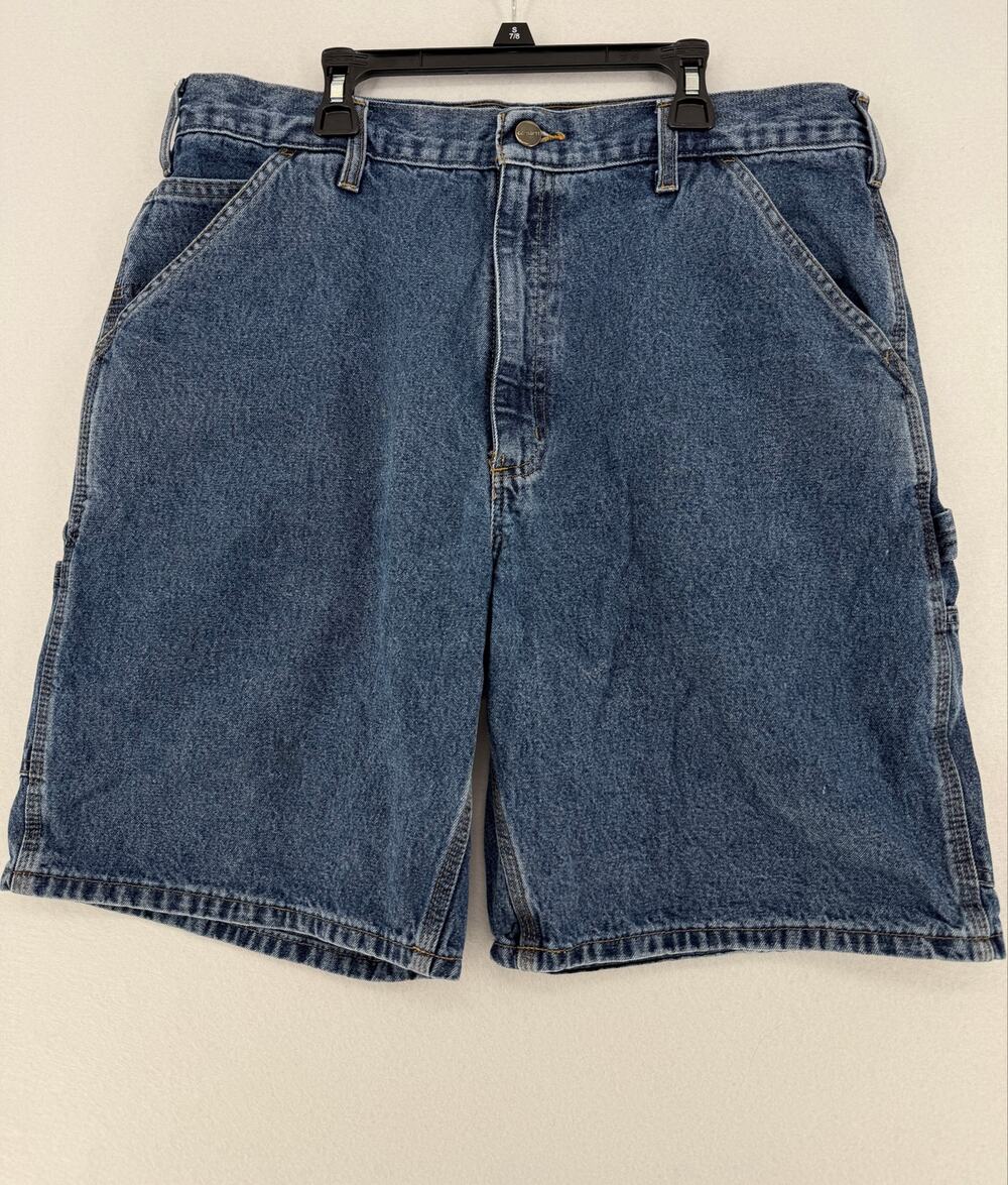 Carhartt B28 DPS Mens 34 Denim Carpenter Shorts Blue Workwear Utility